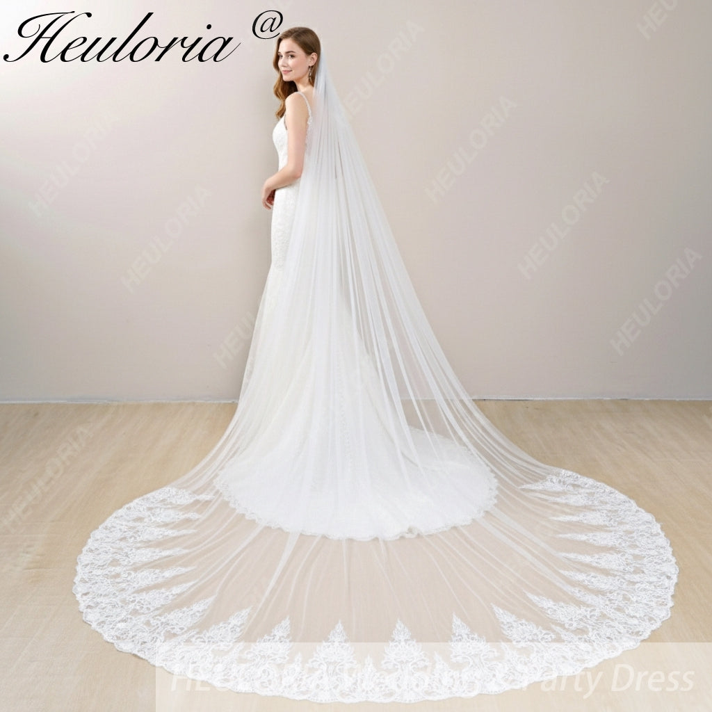 Cathedral Wedding Veil Lace bridal veil with Metal Comb Length 300cm width 300cm for Bride VL-133