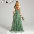 HEULORIA Sparkling One-Shoulder Cascading Ruffle Tulle Prom Gown - Elegant Lace-Up Back Formal Dress ED-250