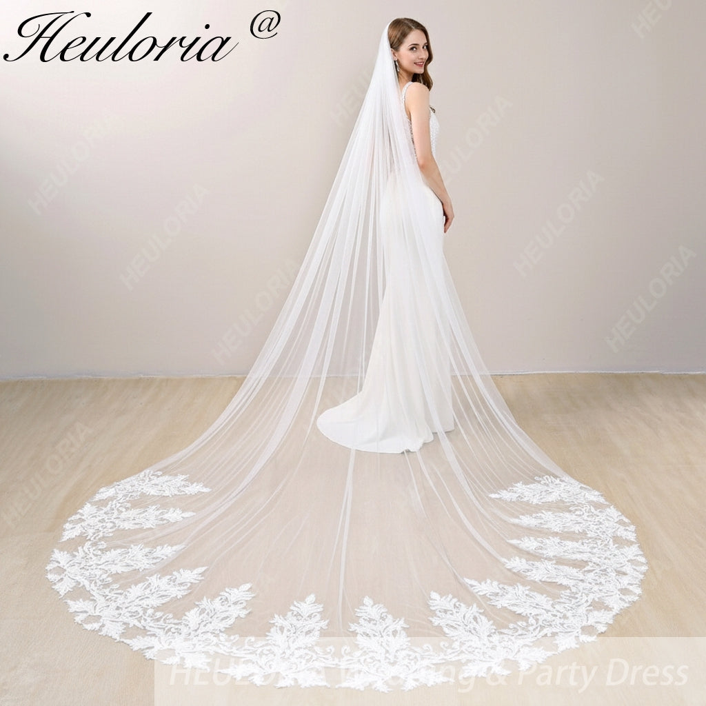 Cathedral Wedding Veil Lace bridal veil with Metal Comb Length 300cm width 300cm for Bride VL-134 Imagen principal del producto