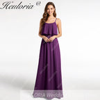 HEULORIA Long Bridemaid dress sweetheart neck chiffon party dress formal dress ED-120