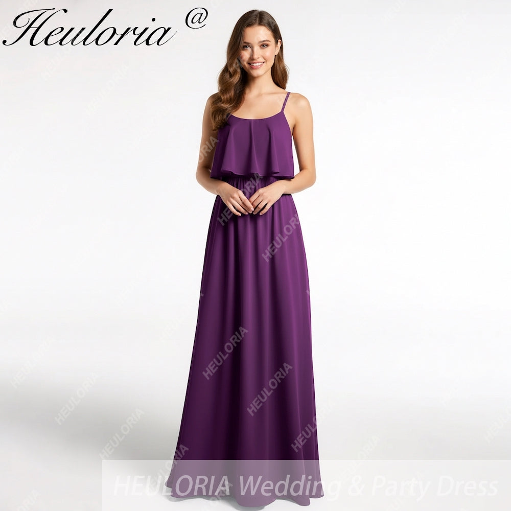 HEULORIA Long Bridemaid dress sweetheart neck chiffon party dress formal dress ED-120