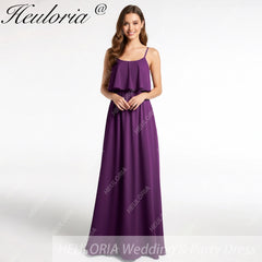 HEULORIA Long Bridemaid dress sweetheart neck chiffon party dress formal dress ED-120