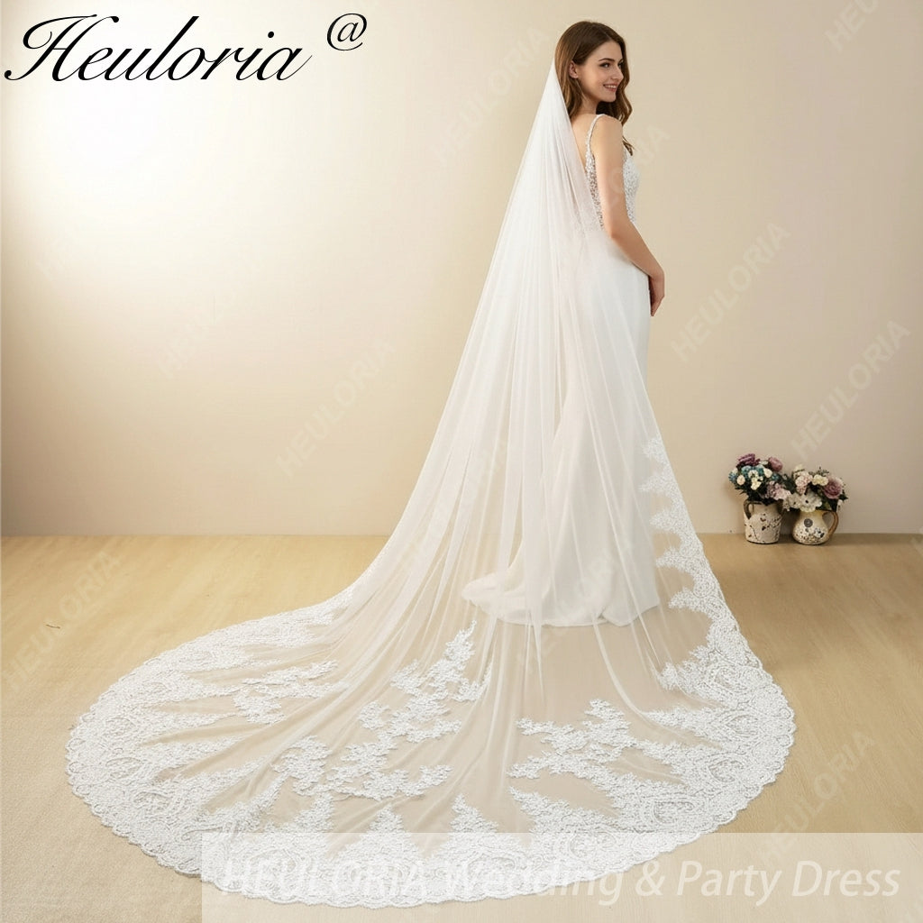 Cathedral Wedding Veil Lace bridal veil with Metal Comb Length 300cm width 300cm for Bride VL-110