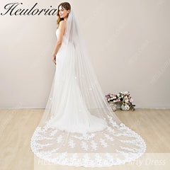 Lace Edge one Tier Bridal Cathedral Length 118" Wedding Veils With Blusher VL-38