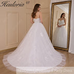 HEULORIA A-line Sweetheart Court Train Lace Tulle Wedding Dress With Sequins AL-717A