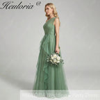 HEULORIA Sparkling One-Shoulder Cascading Ruffle Tulle Prom Gown - Elegant Lace-Up Back Formal Dress ED-250