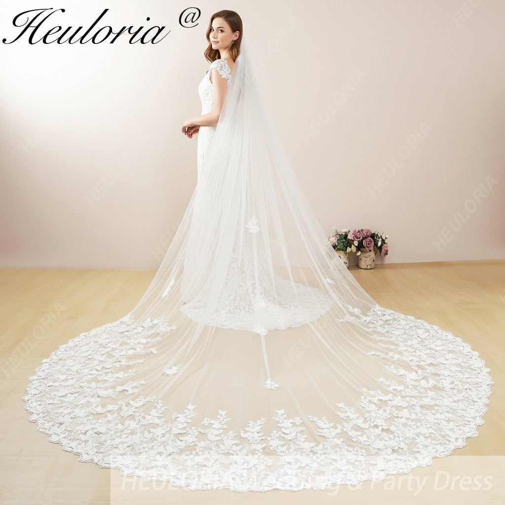 Cathedral Wedding Veil Lace bridal veil with Metal Comb Length 300cm width 300cm for Bride VL-132 Image principale du produit