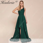 HEULORIA long evening dress one shoulder high slit satin party dress homecoming dress ED-112