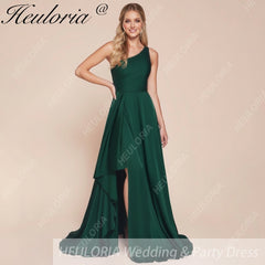 HEULORIA long evening dress one shoulder high slit satin party dress homecoming dress ED-112