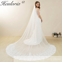 Cathedral Wedding Veil Lace bridal veil with Metal Comb Length 300cm width 300cm for Bride Chapel Length Veil/ VL-35