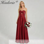 HEULORIA Strapless Twisted Knot Cut-Out Satin A-Line Floor-Length Bridesmaid & Evening Gown ED-265