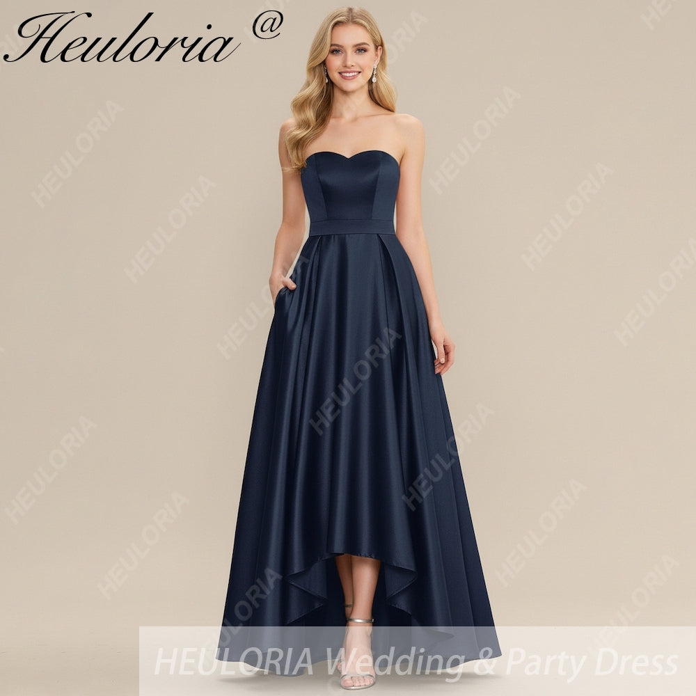 HEULORIA long evening dress strapless satin party dress homecoming dress ED-22