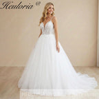 HEULORIA  elegant A line wedding dress Spaghetti Strap lace applique bridal dress Robe De Mariee Wedding Bride Dress AL-1088