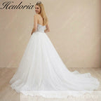HEULORIA Glittering Sweetheart Corset Ball Gown wedding dress Sparkly Strapless Sequined Bridal Dress BA-1040