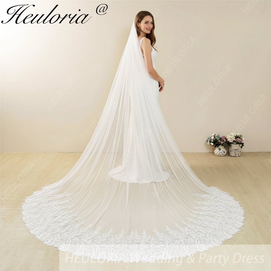 Cathedral Wedding Veil Lace bridal veil with Metal Comb Length 300cm width 300cm for Bride VL-35