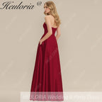 HEULORIA long evening dress strapless satin party dress homecoming dress ED-22