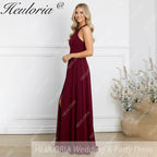 HEULORIA Long Bridemaid dress halter neck chiffon party dress formal dress ED-108