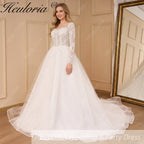 HEULORIA Elegant lace beading Wedding Dress long sleeve sweetheart long train Wedding Bridal dress