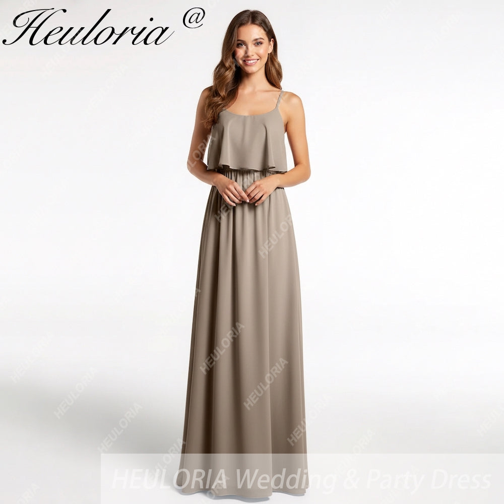 HEULORIA Long Bridemaid dress sweetheart neck chiffon party dress formal dress ED-120