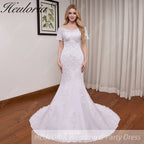 HEULORIA off shoulder Mermaid Wedding Dresses lace up plus size Bride Dress Robe de mariage customize ME-51009