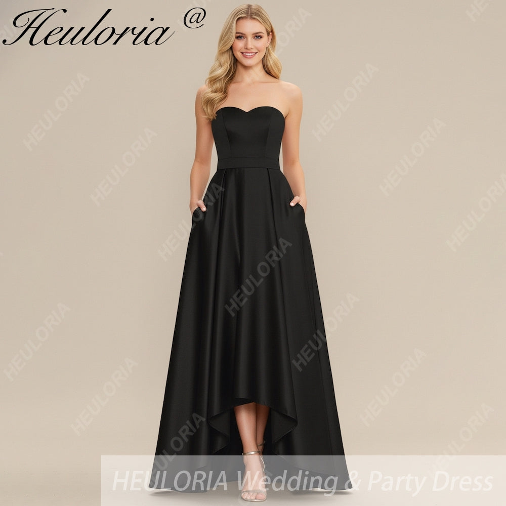 HEULORIA long evening dress strapless satin party dress homecoming dress ED-22