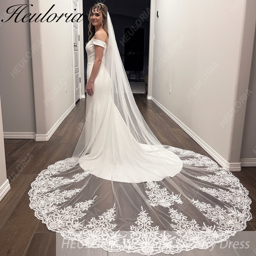 Vintage Lace Wedding Veils Floral Cathedral Veil,Floral Lace Cathedral Length Veil,Flowery Chapel Wedding Veil,Lace Chapel Length Veil/  VL-147