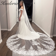 Vintage Lace Wedding Veils Floral Cathedral Veil,Floral Lace Cathedral Length Veil,Flowery Chapel Wedding Veil,Lace Chapel Length Veil/  VL-147