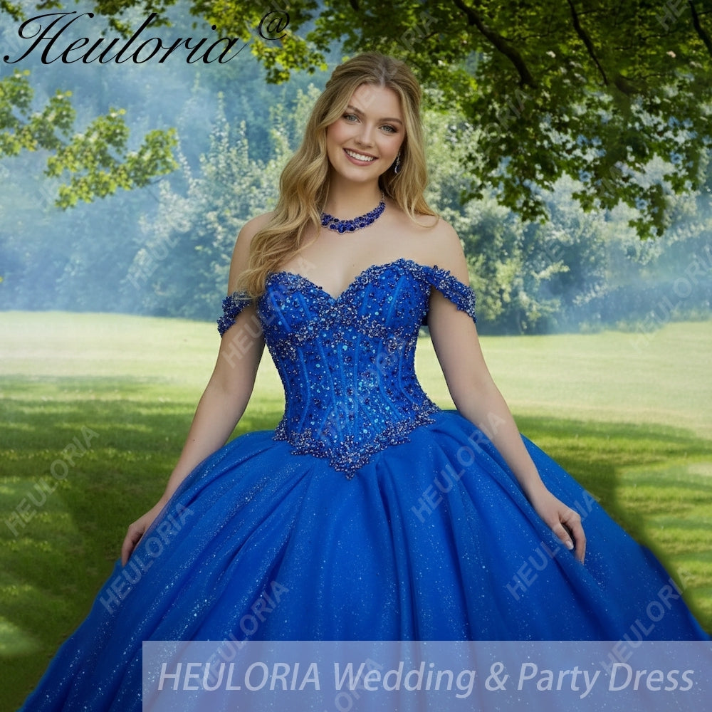 HEULORIA Jewel Beaded Corset Quinceañera Dress BA-1259