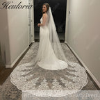 Vintage Lace Wedding Veils Floral Cathedral Veil,Floral Lace Cathedral Length Veil,Flowery Chapel Wedding Veil,Lace Chapel Length Veil/  VL-150