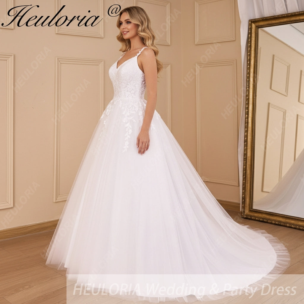 HEULORIA Lace Wedding Dresses A line Spaghetti Straps backless bride dress Robe De Mariee Wedding gown AL-802 Secondary image