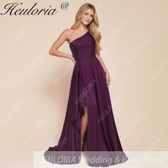 HEULORIA long evening dress one shoulder high slit satin party dress homecoming dress ED-112