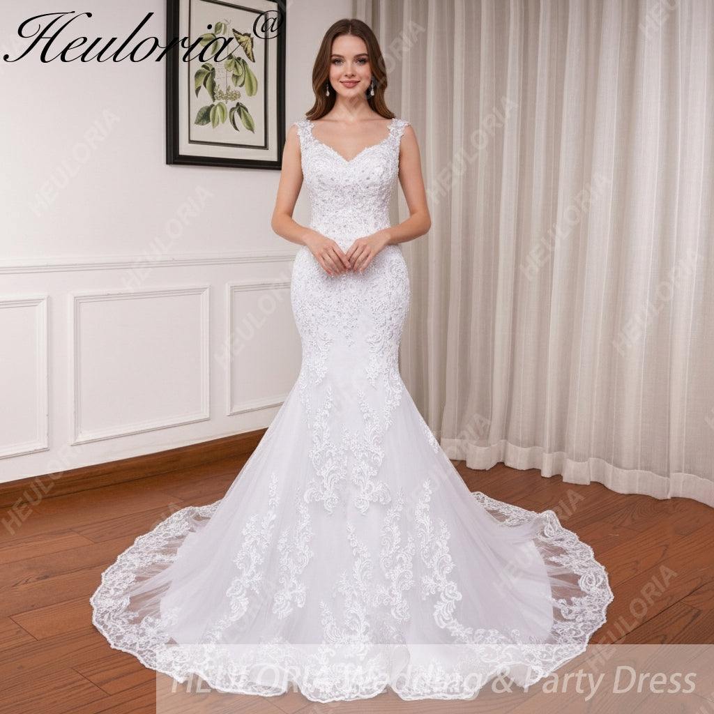 HEULORIA vintage Mermaid Wedding Dress sweetheart lace beading bride dress Robe de mariage customize ME-622 Immagine principale del prodotto