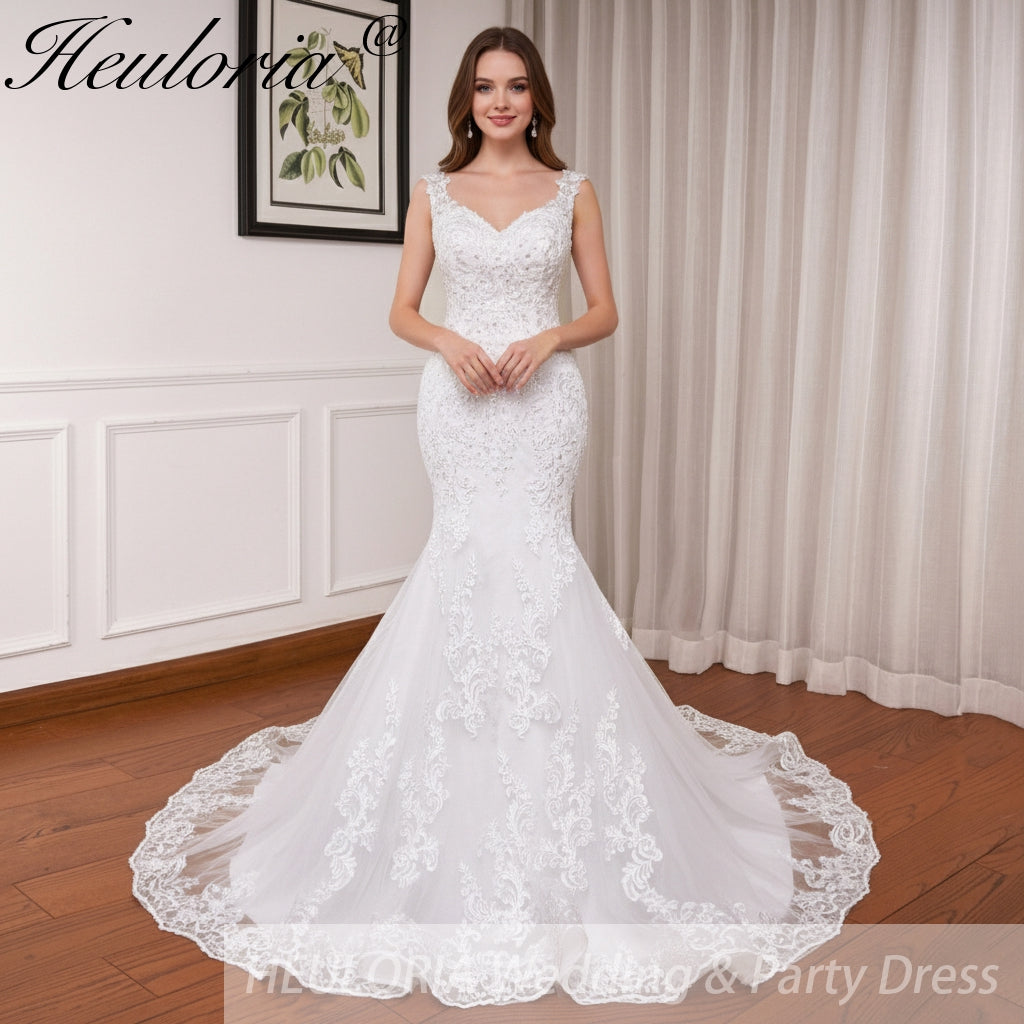 HEULORIA vintage Mermaid Wedding Dress sweetheart lace beading bride dress Robe de mariage customize ME-622