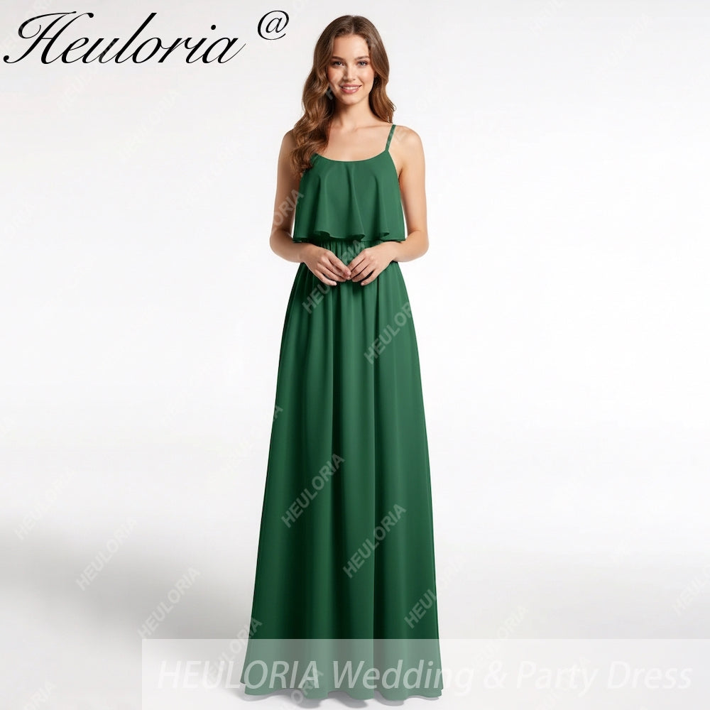 HEULORIA Long Bridemaid dress sweetheart neck chiffon party dress formal dress ED-120