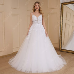 HEULORIA Elegant lace beading Boho Wedding Dress bride dress plus size A line Wedding Bride Gown AL-635