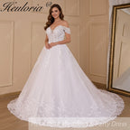 HEULORIA  Ball-Gown/Princess Off the Shoulder Court Train Tulle Lace Wedding Dress BA-716