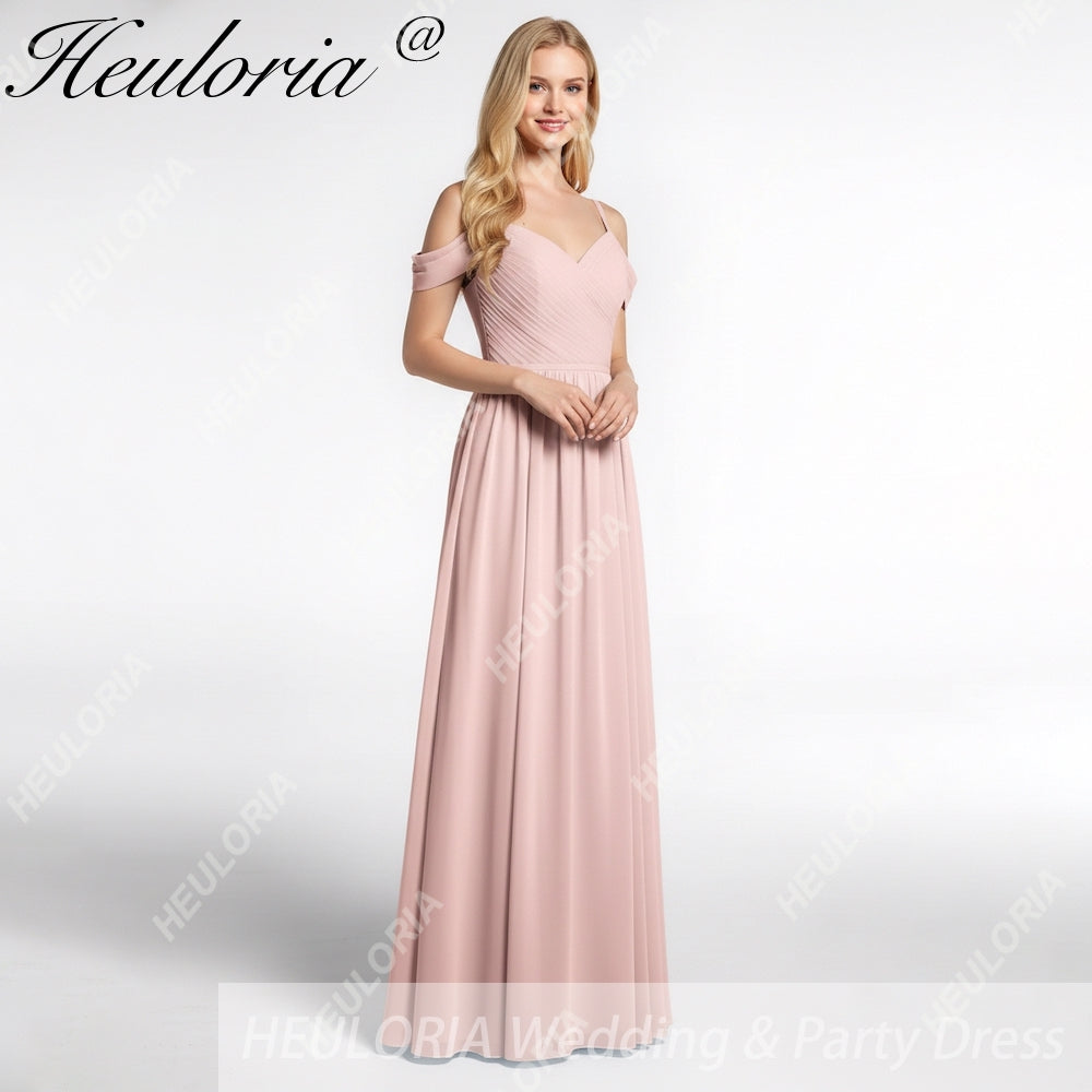HEULORIA Long Bridemaid dress sweetheart neck chiffon party dress formal dress ED-122 Imagen secundaria del producto