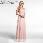 HEULORIA Long Bridemaid dress sweetheart neck chiffon party dress formal dress ED-122