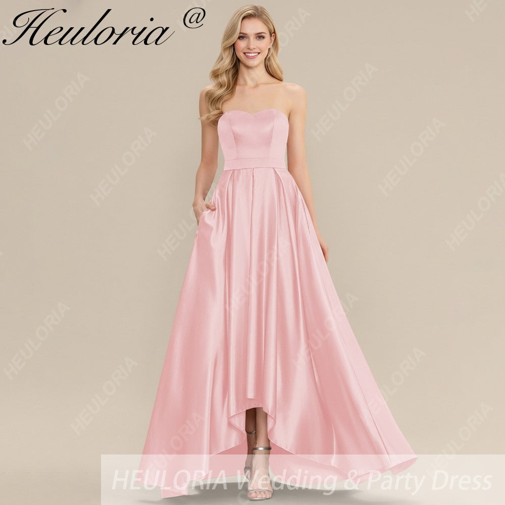 HEULORIA long evening dress strapless satin party dress homecoming dress ED-22
