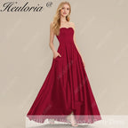 HEULORIA long evening dress strapless satin party dress homecoming dress ED-22