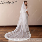 Lace Edge Two Tier Bridal Cathedral Length 118" Wedding Veils With Blusher VL-12