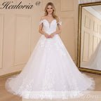 HEULORIA elegant off shoulder wedding dress lace Princess bridal dress Robe De Mariee Wedding Bride Dress BA-598