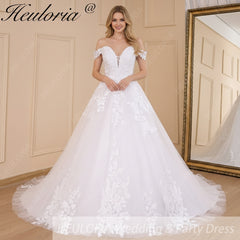 HEULORIA elegant off shoulder wedding dress lace Princess bridal dress Robe De Mariee Wedding Bride Dress BA-598