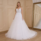 HEULORIA Elegant lace beading Boho Wedding Dress bride dress plus size A line Wedding Bride Gown AL-635