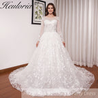 HEULORIA Princess Ball Gown Wedding Dress long sleeve sweetheart plus size robe de mariee Lace beading bride dress court train BA-653