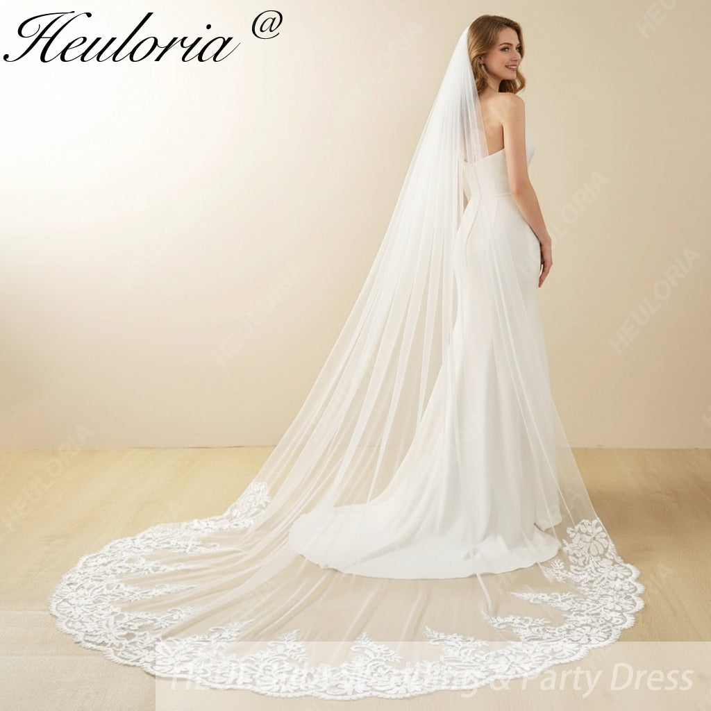 Cathedral length Wedding Veil Lace bridal veil with Metal Comb Length 300cm width 300cm for Bride VL-117