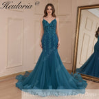 HEULORIA Sweetheart Lace Beading Mermaid Evening Dresses Long Formal Prom Dresses