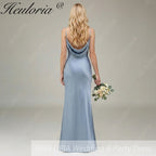 HEULORIA Elegant Cowl Neck Satin Floor-Length Bridesmaid Dress with Delicate Spaghetti Straps ED-253