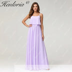 HEULORIA Long Bridemaid dress sweetheart neck chiffon party dress formal dress ED-120