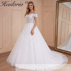 HEULORIA Princess Ball Gown Wedding Dress off shoulder bride dress plus size robe de mariee Lace beading Wedding Bridal Gown BA-527